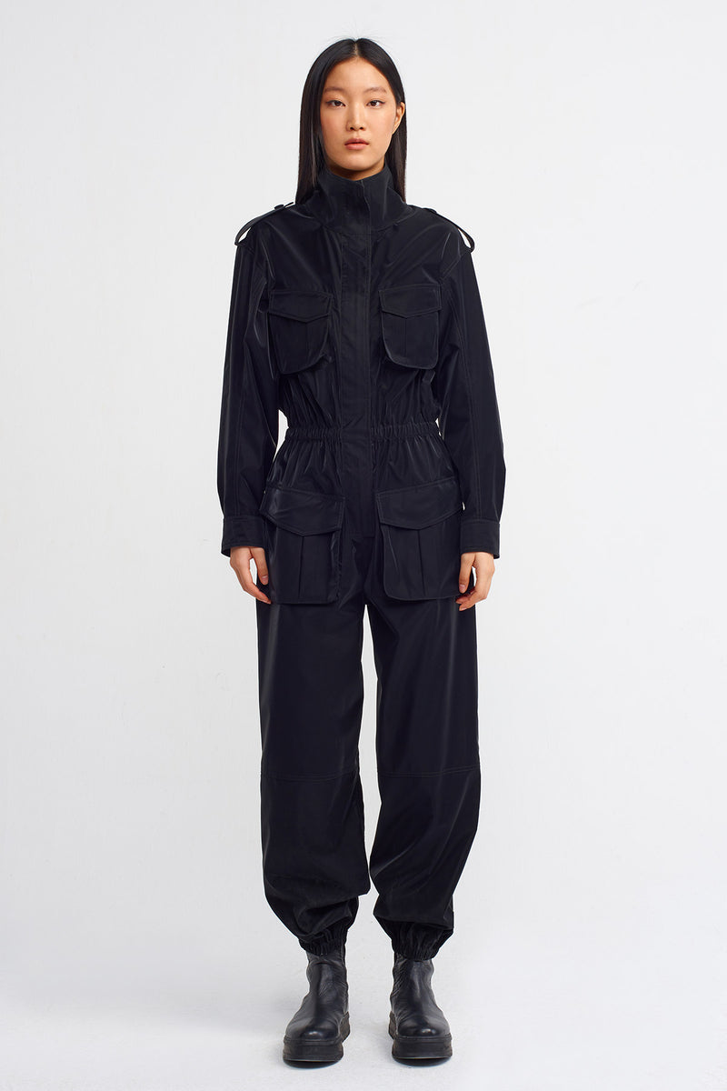 NU Elasticated Waist Trendy Jumpsuit Black