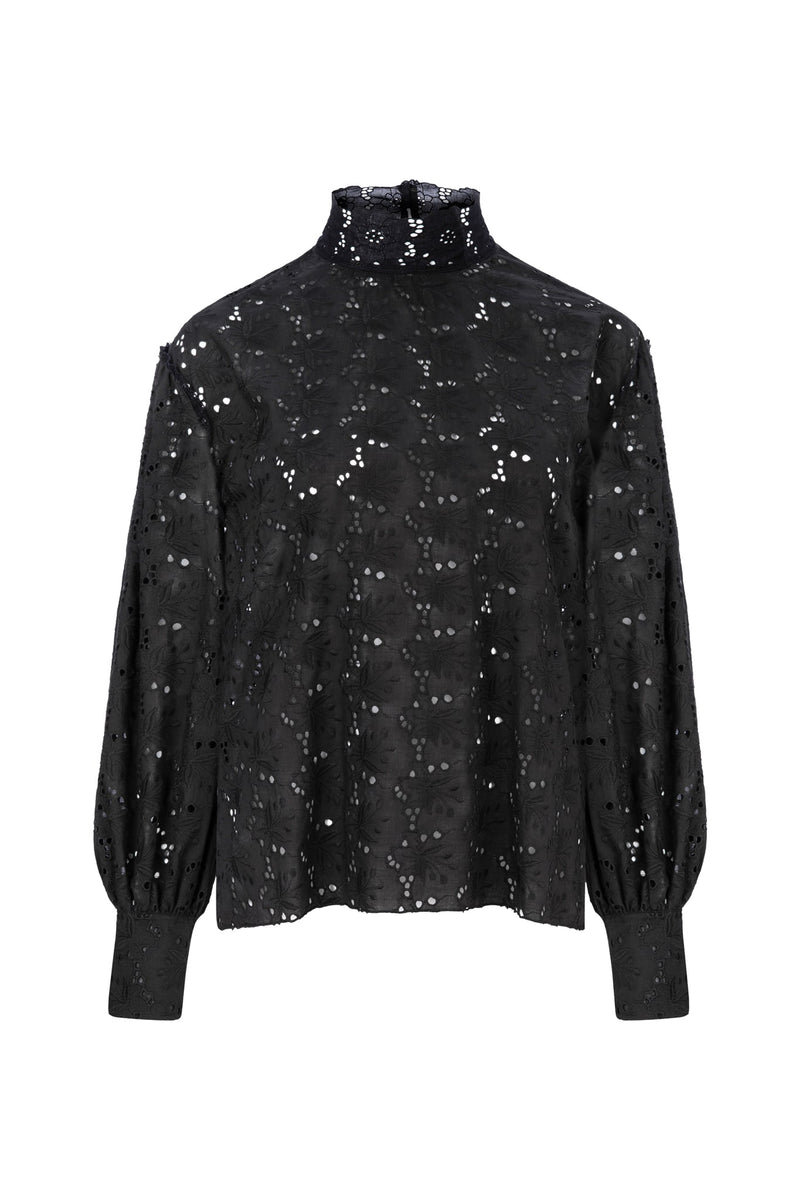 Machka Long Sleeve Turtle Neck Full Lace Blouse Black