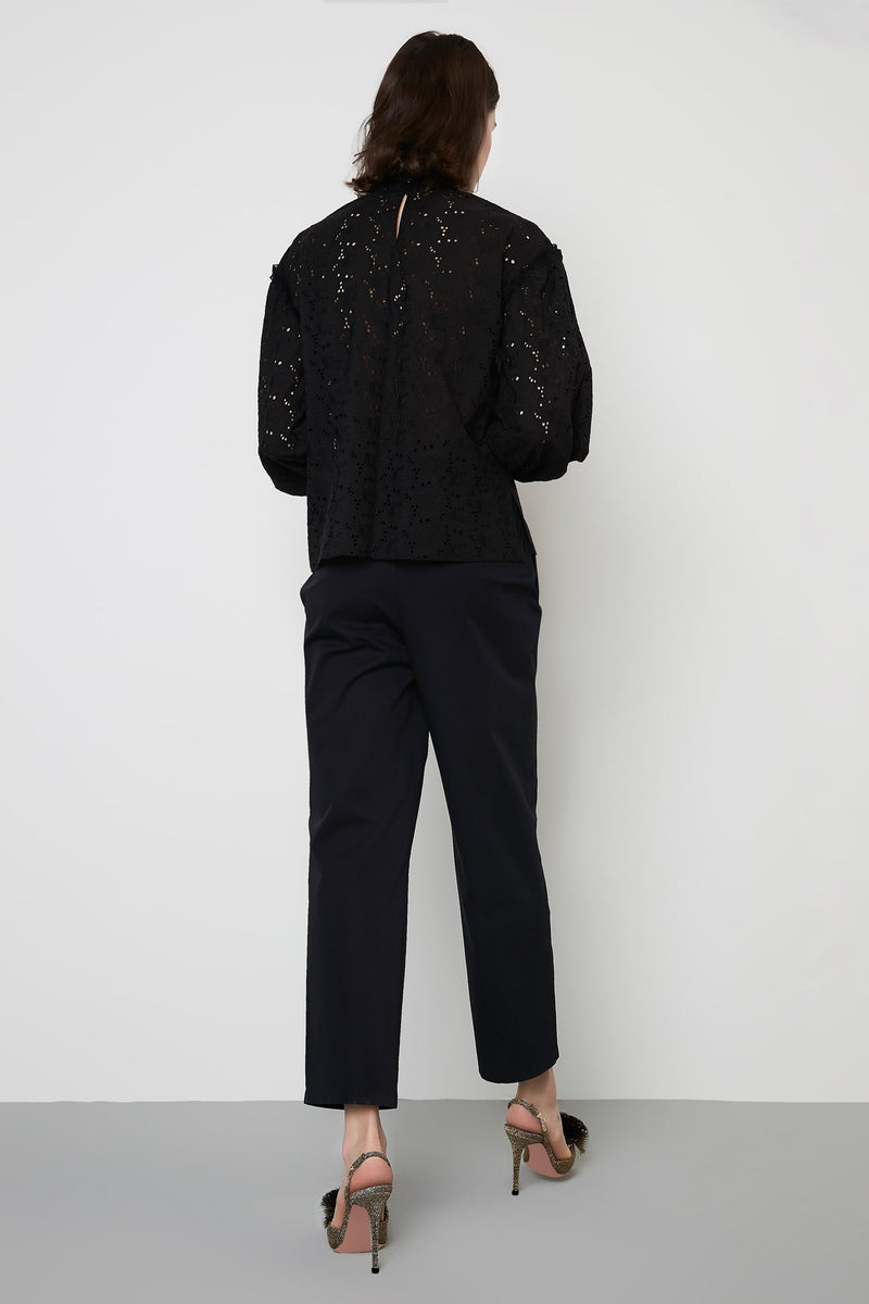 Machka Long Sleeve Turtle Neck Full Lace Blouse Black