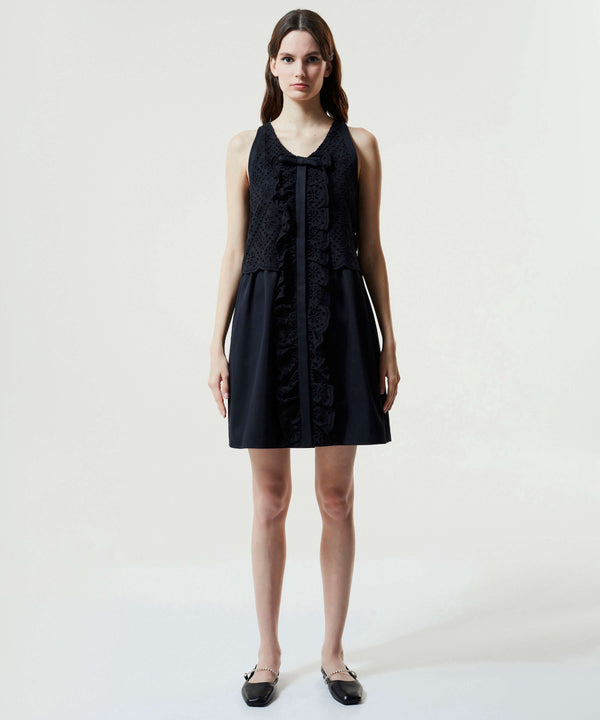 Machka Embroidered Mini Dress Black