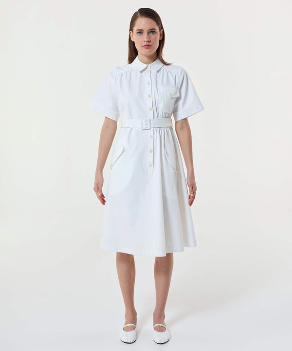 Machka Belted Shirt Dress White