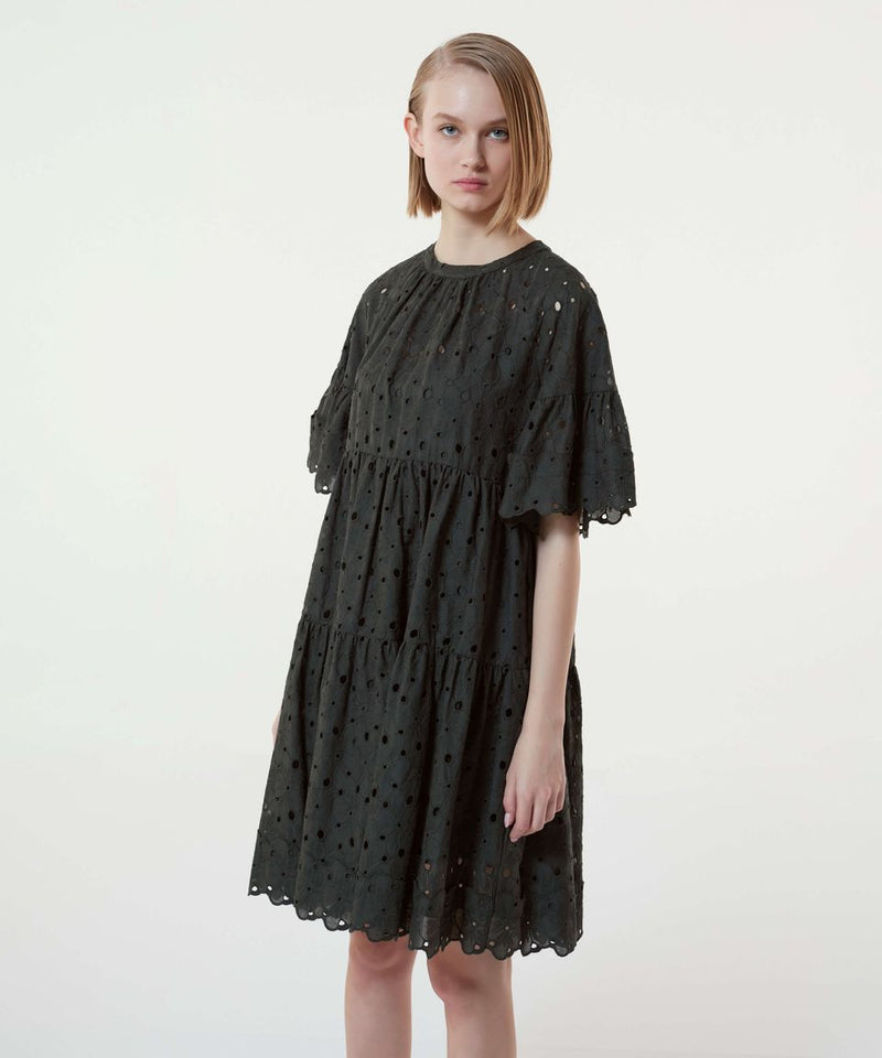 Machka Die-Cut Embroidered Dress Green