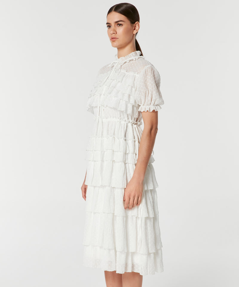 Machka Ruffle-Layered Midi Dress White