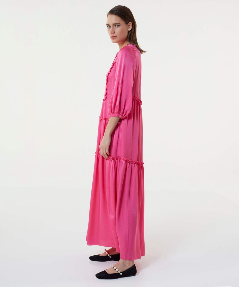 Machka Jewel Neck Maxi Dress Fuschia