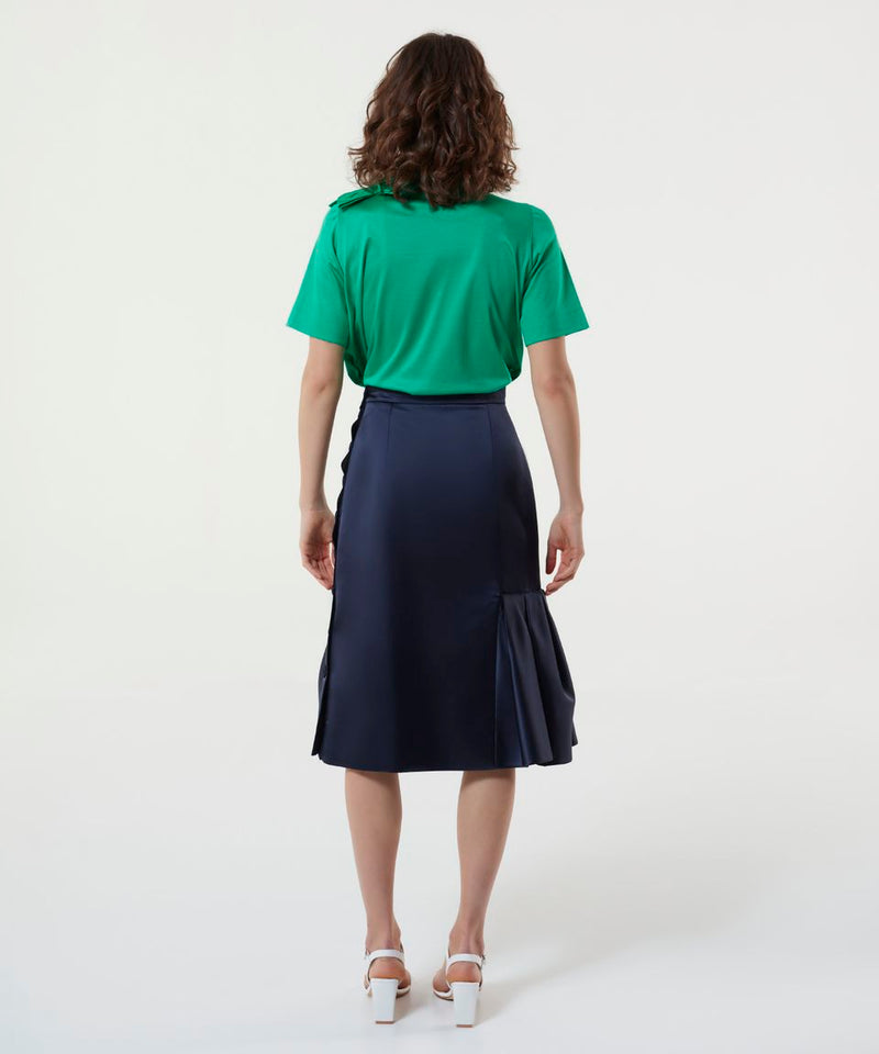 Machka Satin Duchess Skirt Navy