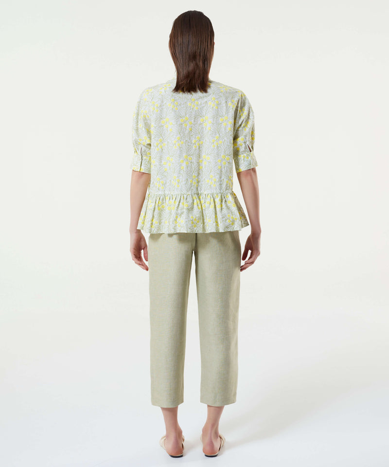 Machka Floral Embroidery Blouse Pistachio Green