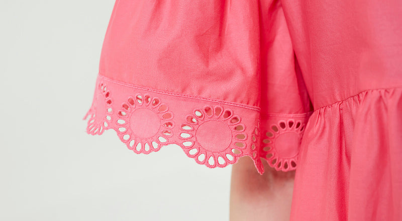 Machka Die-Cut Detail Blouse Pink