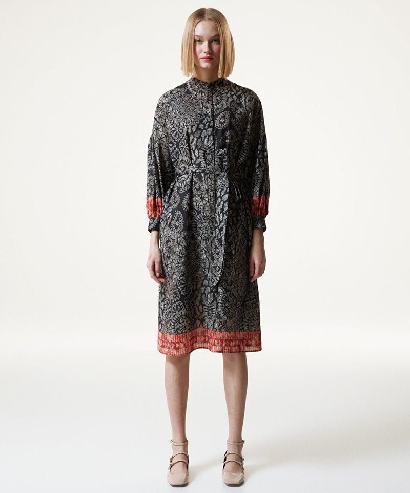 Machka Paisley Printed Shirt Dress Black