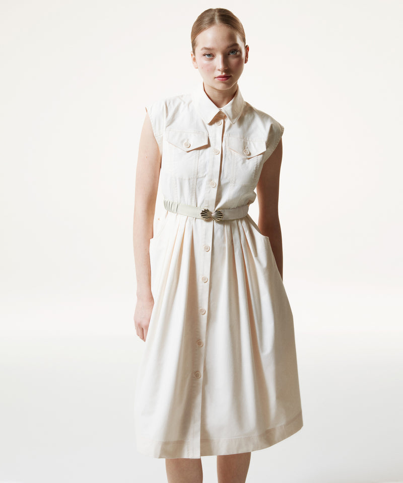 Machka Shirt Dress With Belt Accessories Ecru