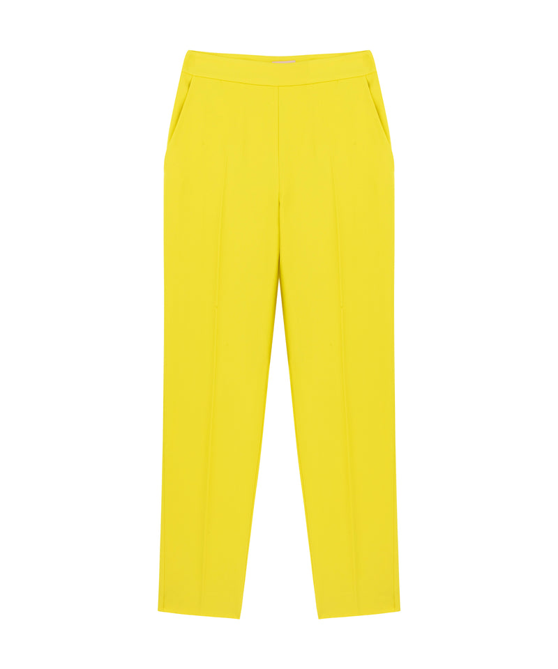 Machka Crepe Cigarette Fit Trousers Yellow