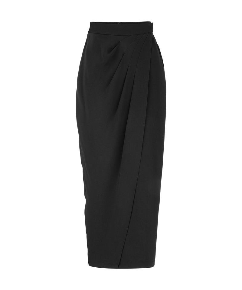 Machka High Waist Wrap Midi Skirt Black