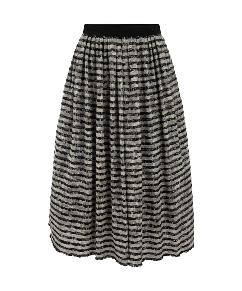 Machka Line Pattern Textured Skirt Black