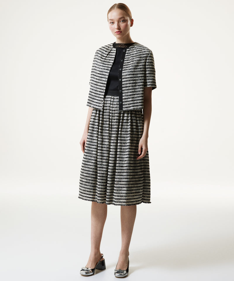 Machka Line Pattern Textured Skirt Black