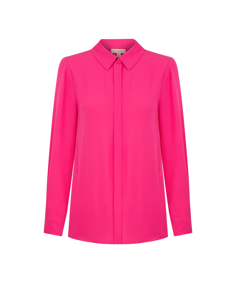 Machka Shirt Collar Silk Shirt Fuchsia