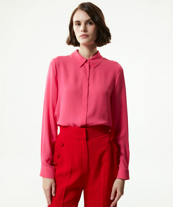 Machka Shirt Collar Silk Shirt Fuchsia