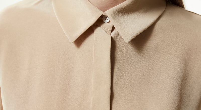 Machka Solid Basic Silk Shirt Camel