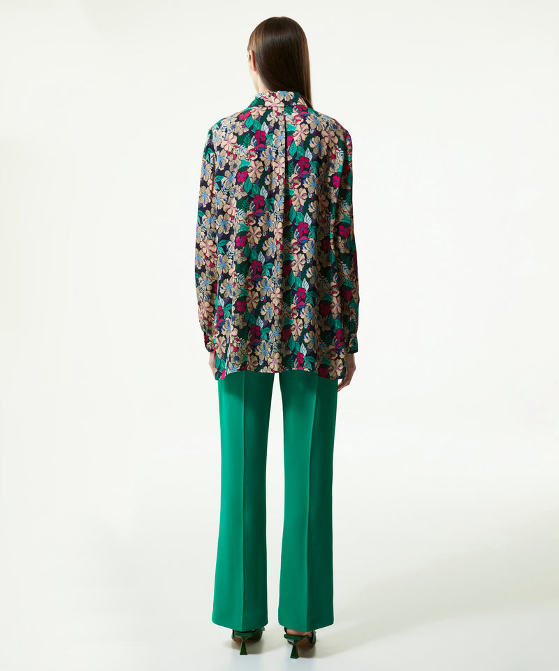 Machka Floral Pattern Oversize Shirt Green