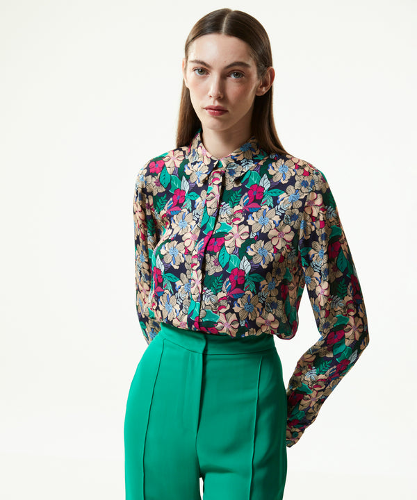 Machka Floral Pattern Oversize Shirt Green