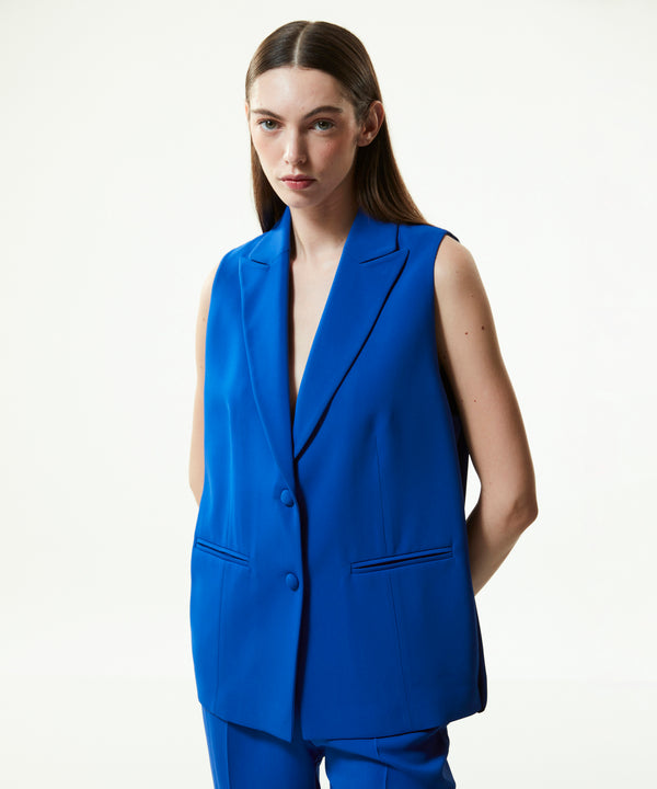 Machka Mono Collar Vest With Back Detail Blue