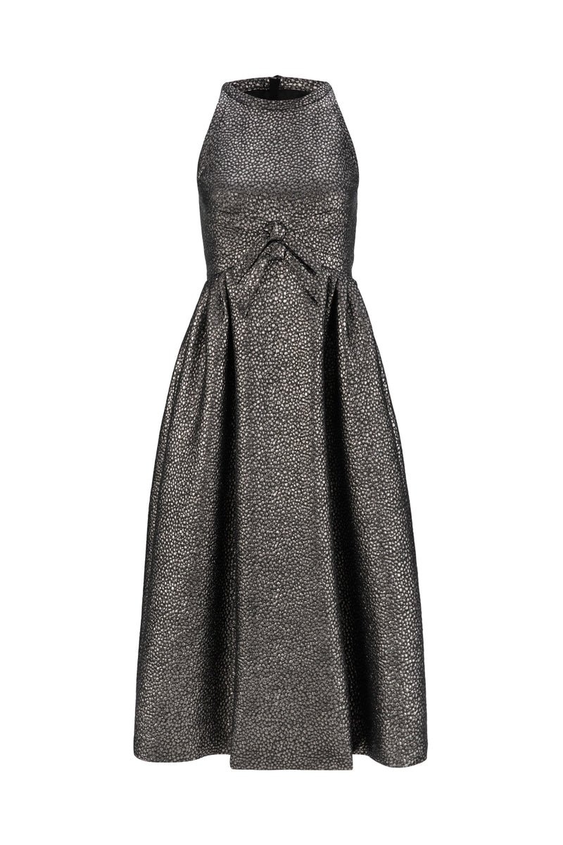 Machka Lurex Sleeveless Midi Dress Silver