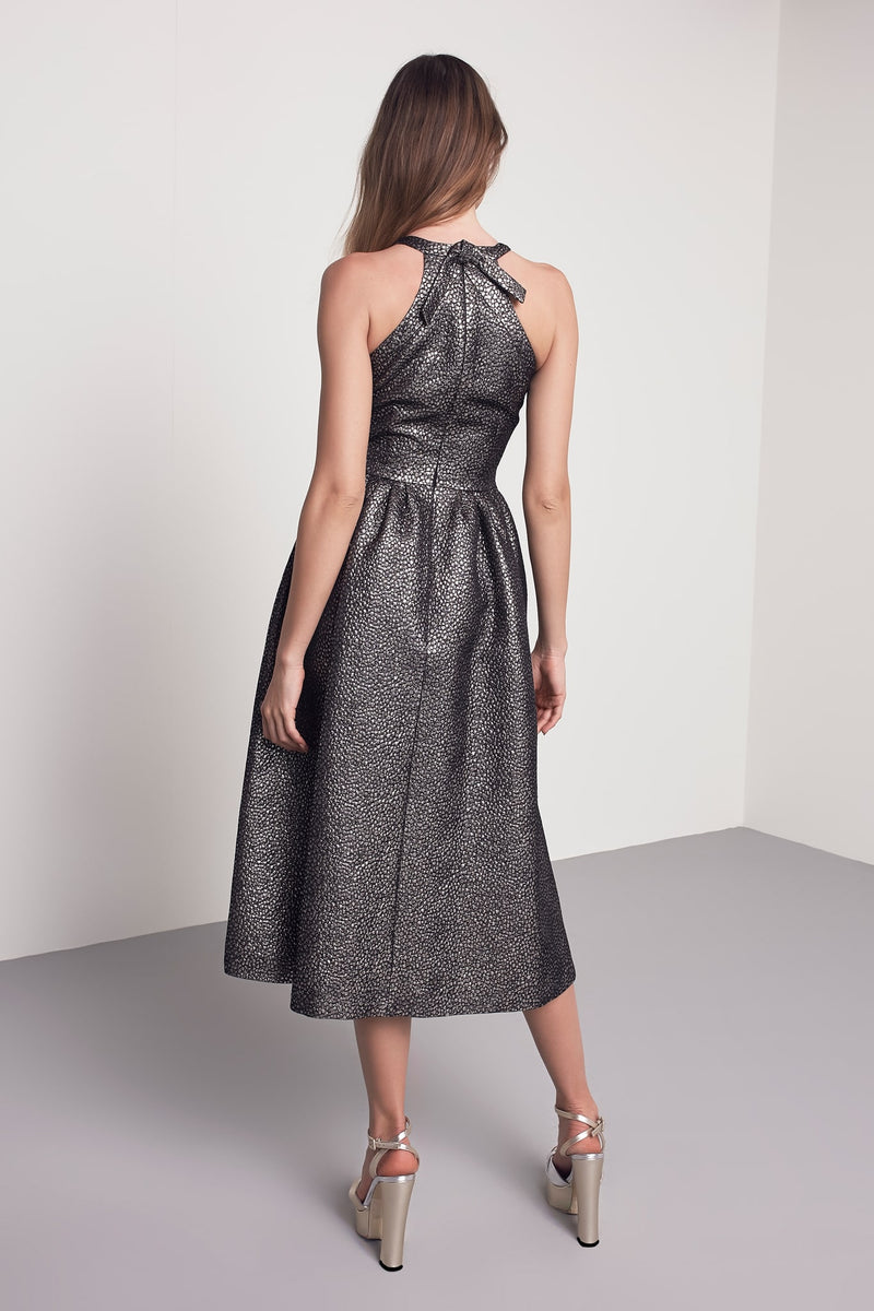 Machka Lurex Sleeveless Midi Dress Silver