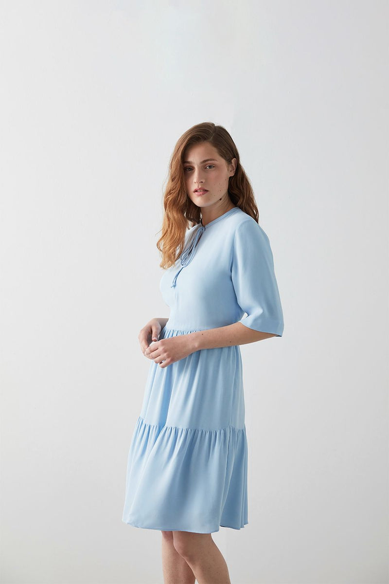 Machka Lace Collar Detail Dress Blue