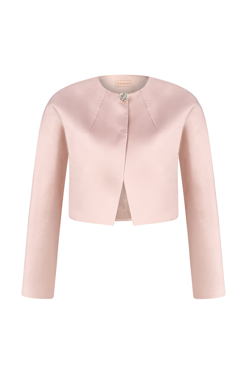 Machka Button-Embellished Crop Jacket Powder