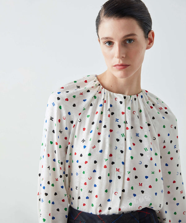 Machka Dotted Print Blouse White