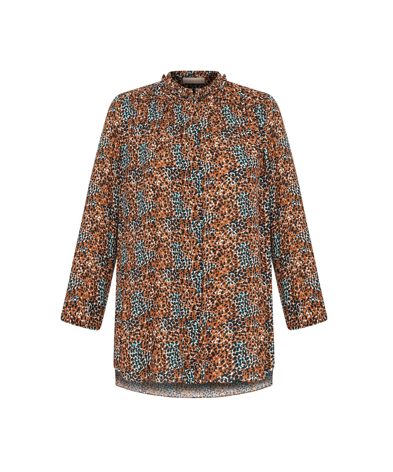 Machka Speckle Pattern Silk Blouse Petroleum