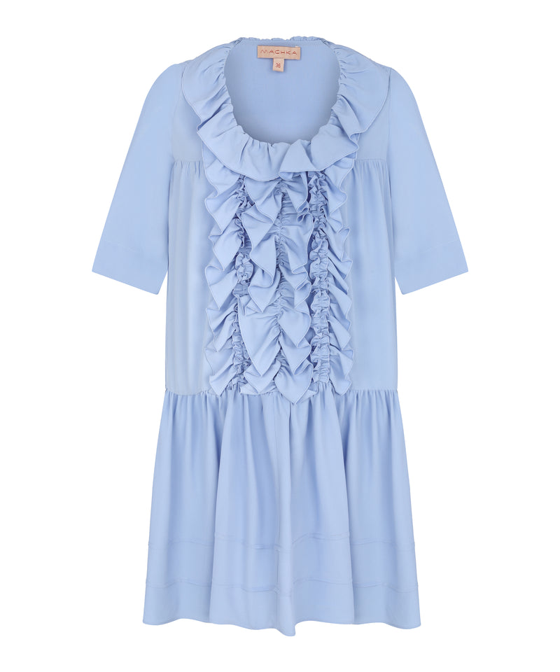 Machka Short Sleeve Ruffle Detail Tunic Blue