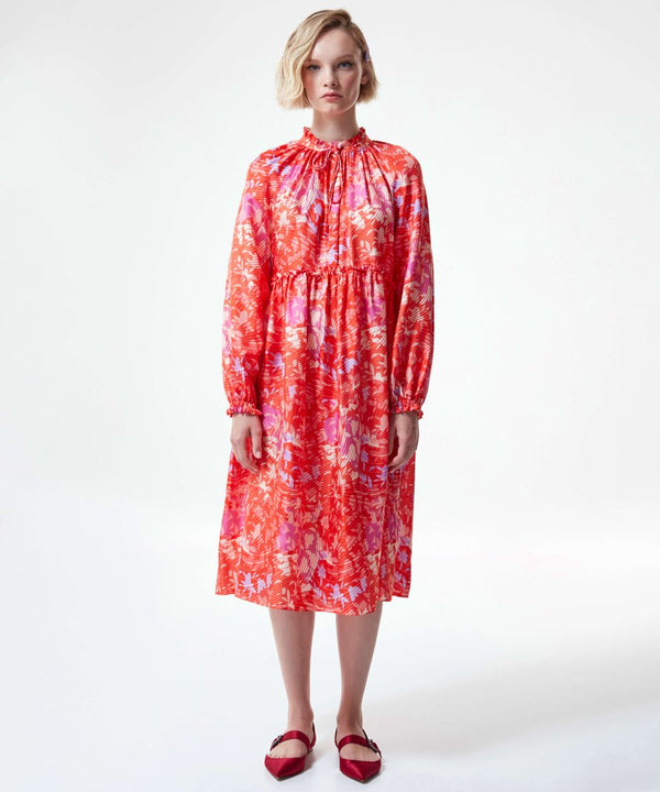 Machka Allover Abstract Pattern Dress Pomegranate