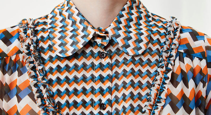 Machka Geometric Pattern Blouse Orange