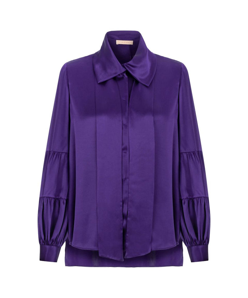 Machka Wide Self Tie Neck Blouse Purple