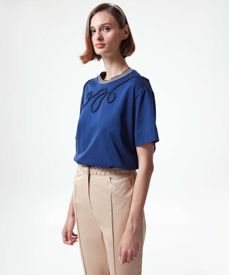 Machka Braided Cord Detail Solid Top Navy