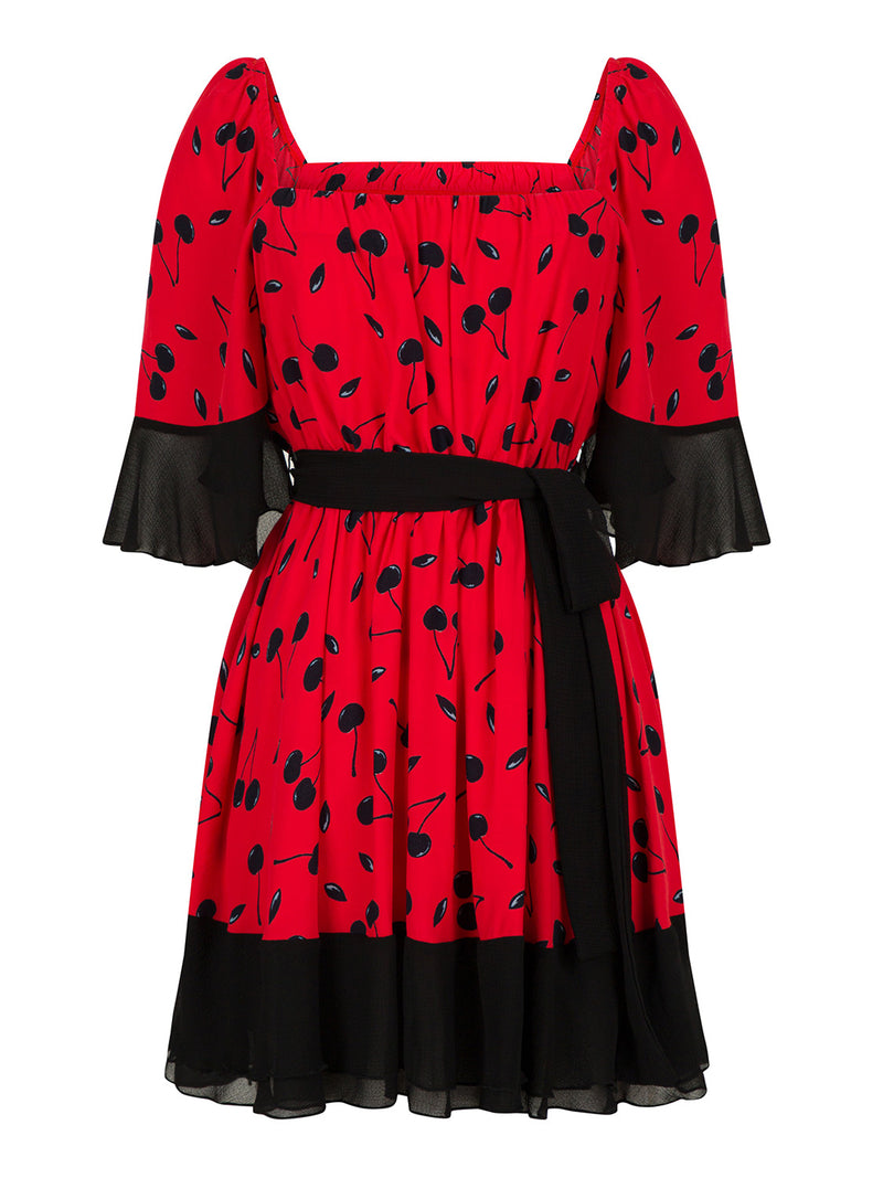 Nocturne Dress Short Print S/ Red - Wardrobe Fashion