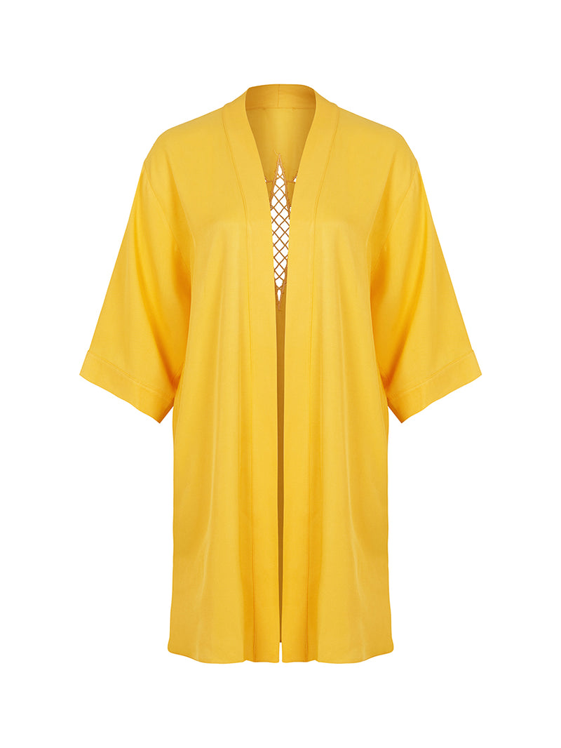 Nocturne Back Detailed Kimono Yellow