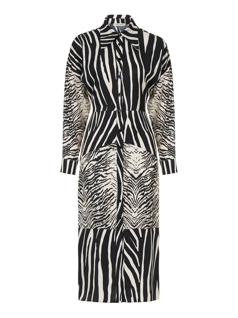 Nocturne Zebra Print Shirt Dress Varyant