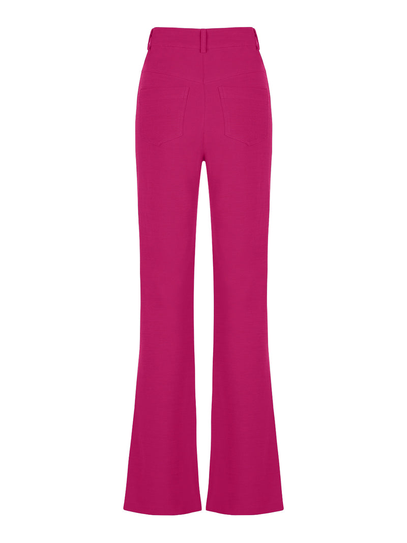 Nocturne High-Waisted Slit Pants Fuchsia