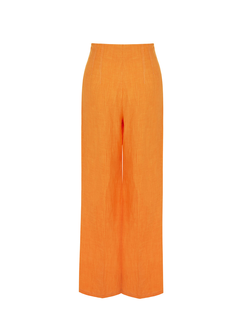 Nocturne Wide Leg Linen Pants Orange