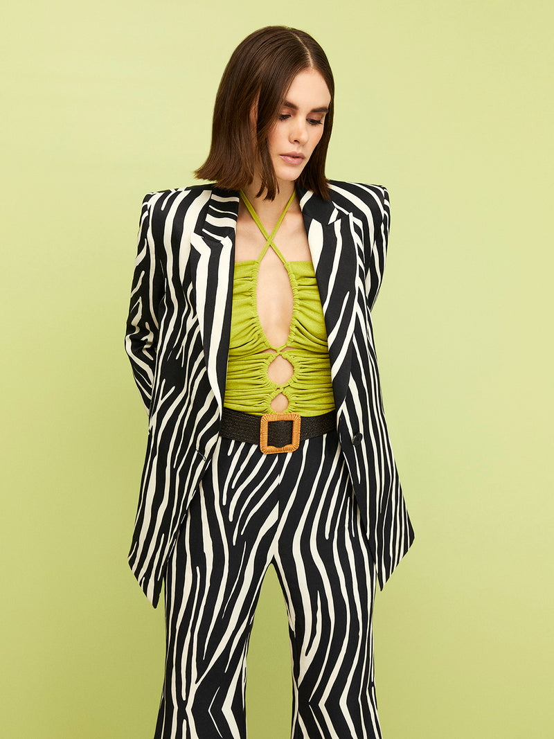 Nocturne Zebra Print Linen Blazer Varyant