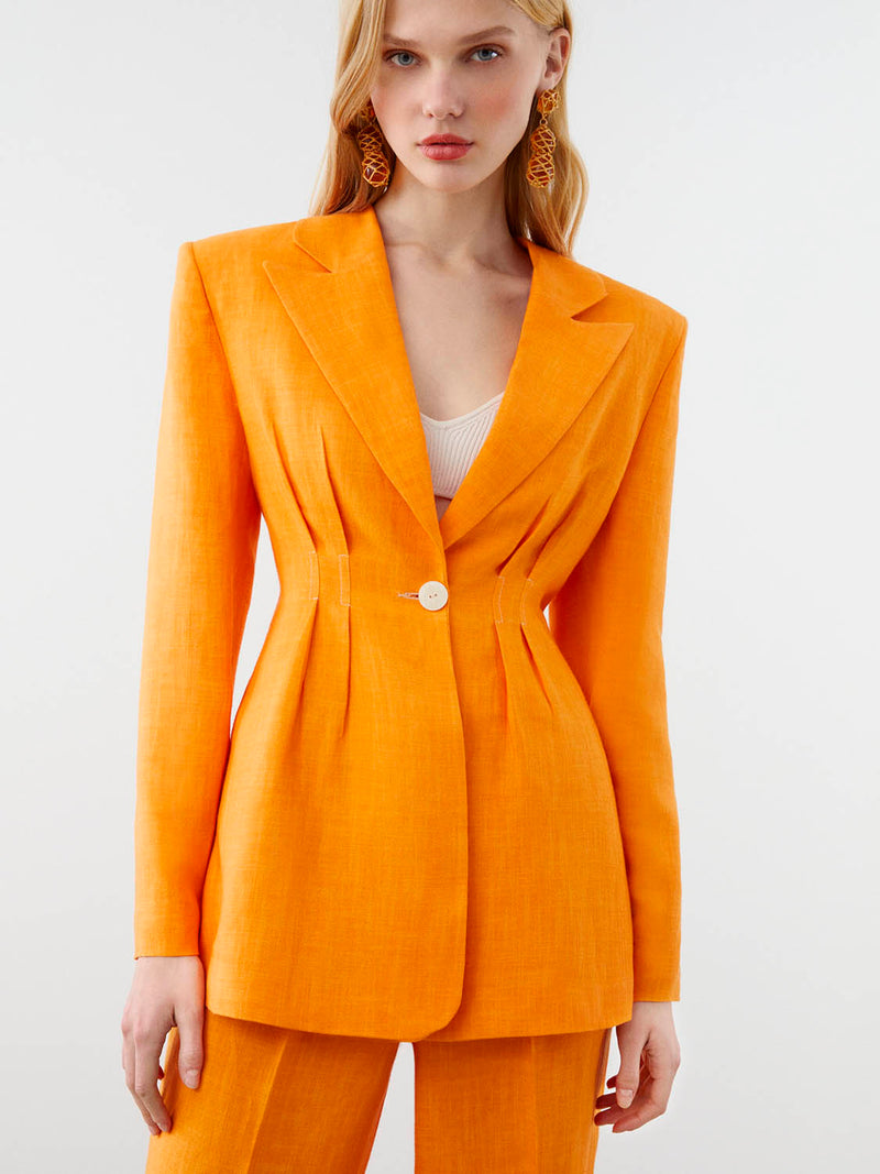 Nocturne Linen Jacket With Back Detail Orange