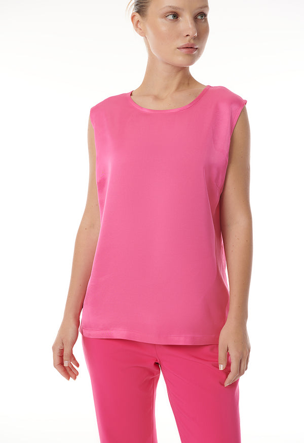 Choice Sleeveless Round Neck Top Fushia