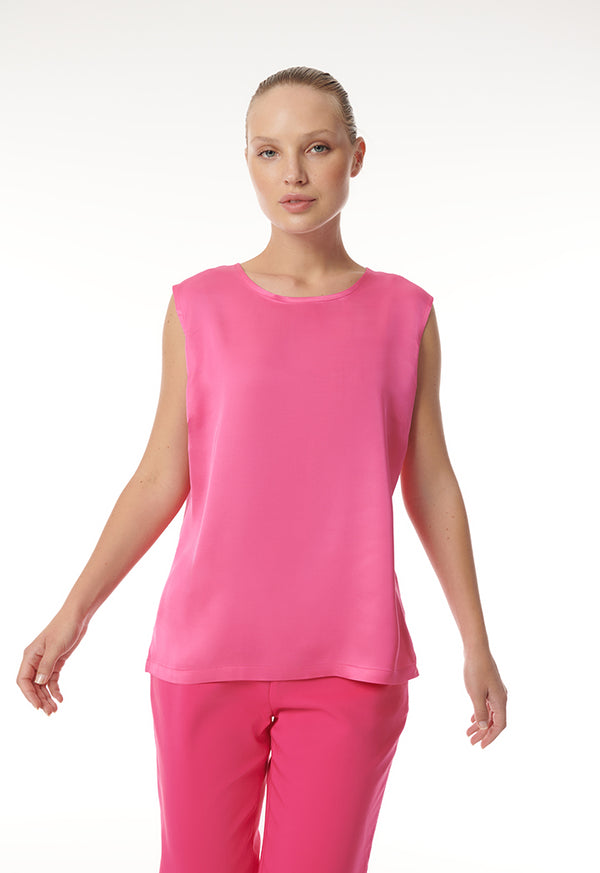 Choice Sleeveless Round Neck Top Fushia