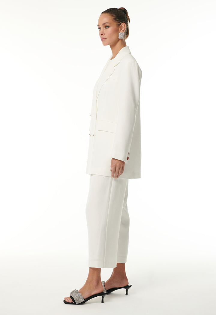 Choice Double-Breasted Solid Blazer Offwhite