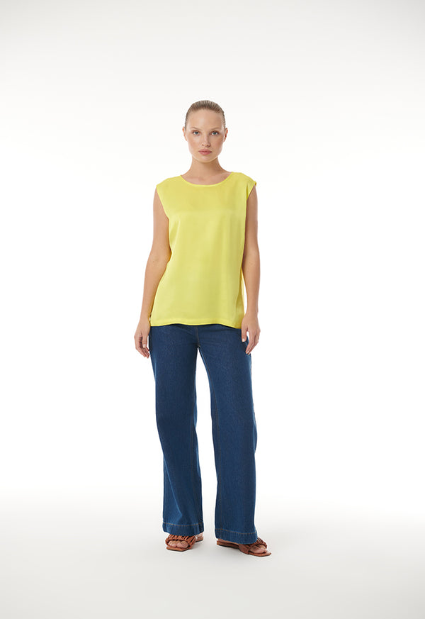 Choice Sleeveless Round Neck Top Yellow