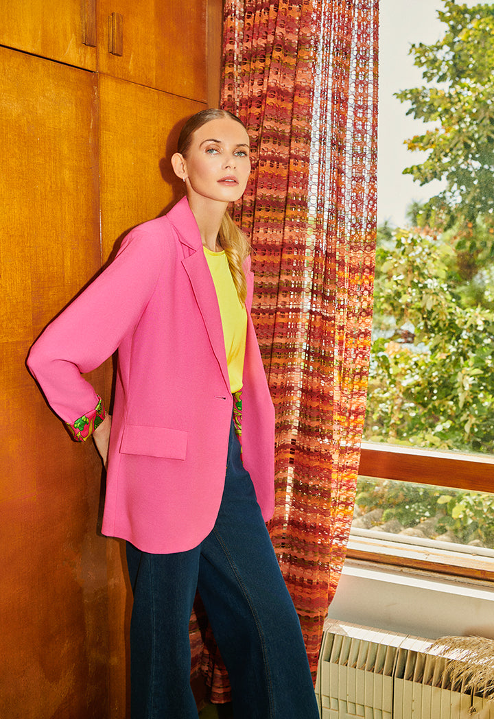 Choice Classic Blazer With Printed Lining Pink