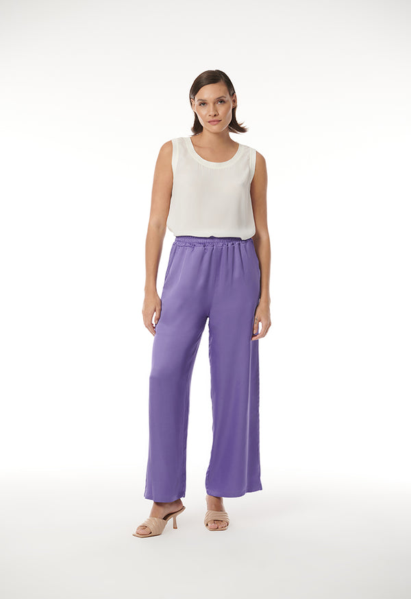 Choice Trendy Elasticated Waistband Pants Purple