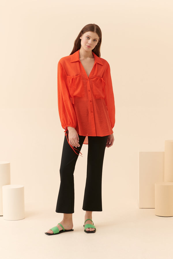 Roman Solid Shirt With Pocket Detail Orange