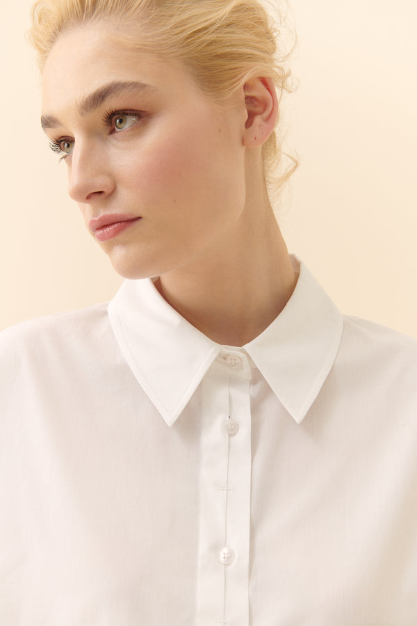 Roman Long Sleeve Poplin Shirt White