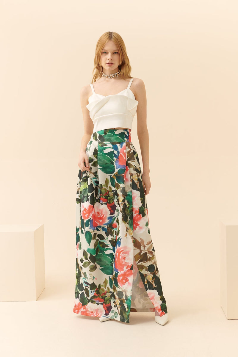 Roman Floral Patterned Evening Skirt Multi Color